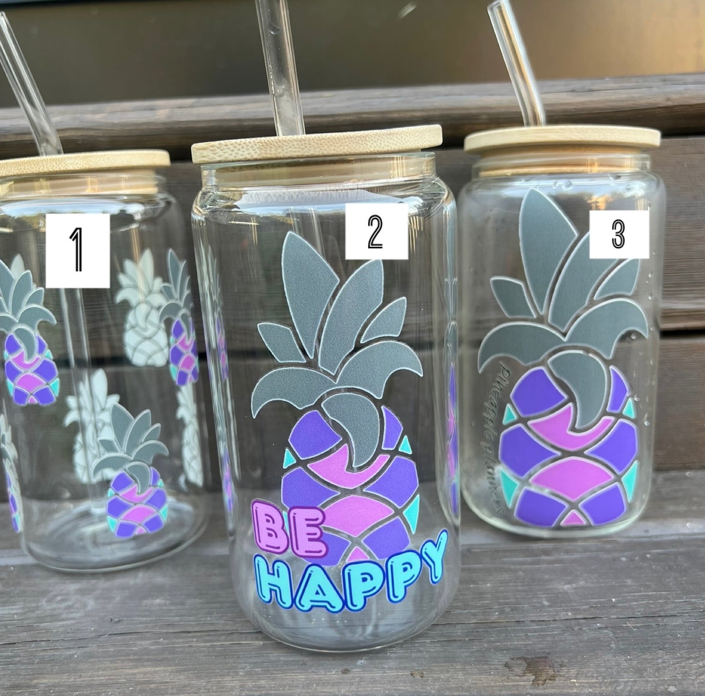 Glass cups with lid